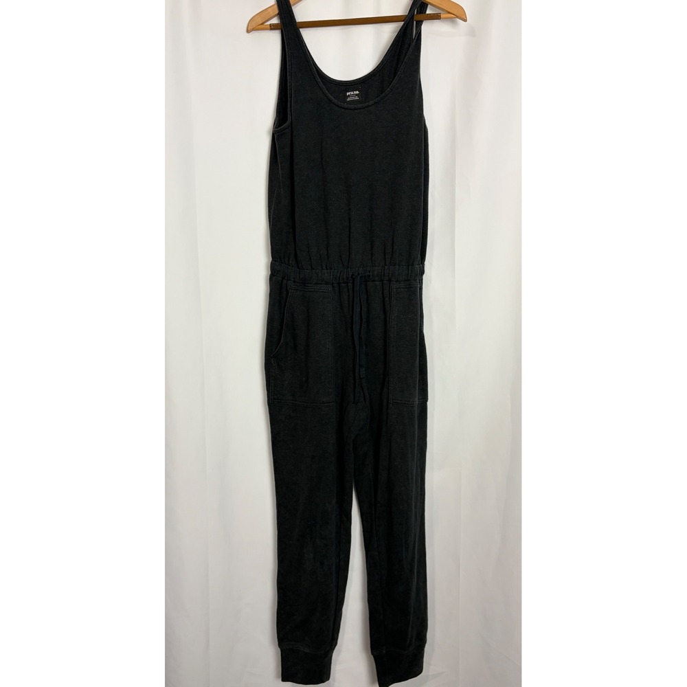 Prana Womens Large Charcoal Grey Knit Sleeveless Jogger Jumpsuit French Terry